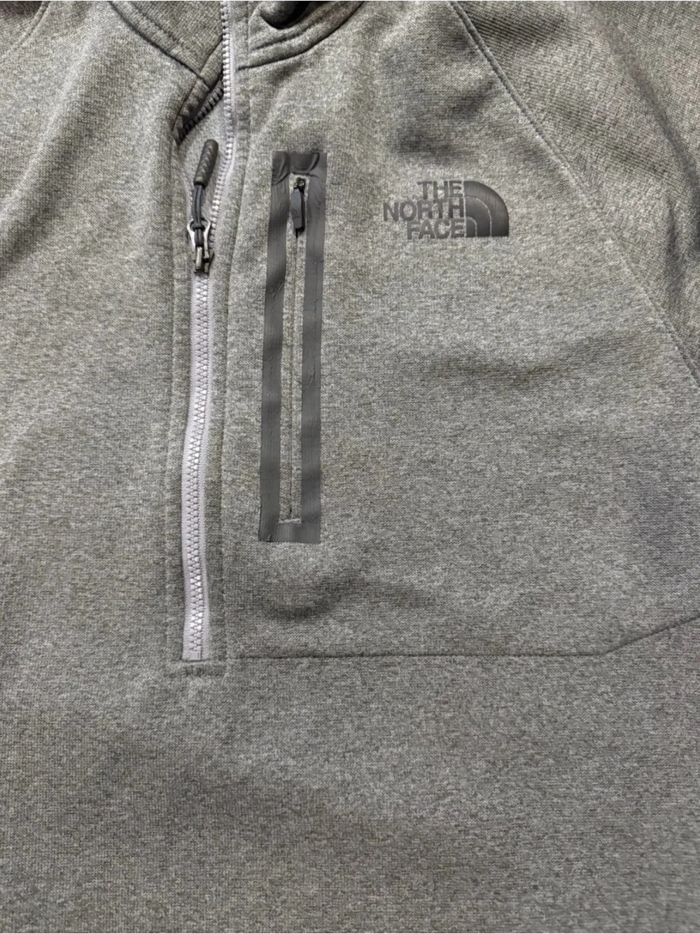 The North Face Men's Heather Gray Quarter-Zip Performance Pullover Medium.